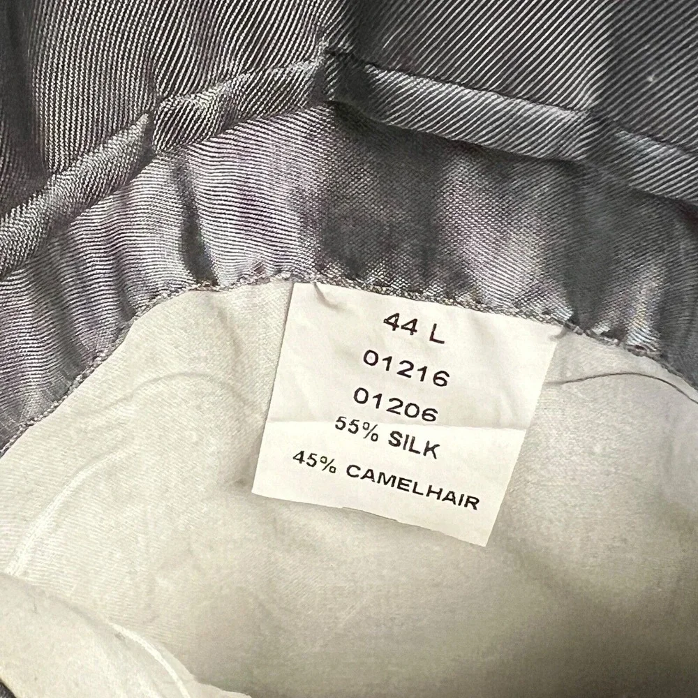 Jos A Bank Sport Coat 44L Grey Herringbone Silk‎ Camelhair Notched Lapel Classic